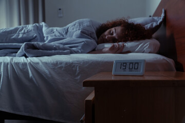 Woman sleeping early feeling sad and depressed after breakup