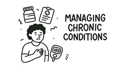 vector illustration managing chronic conditions, medical concept,  medical infographic