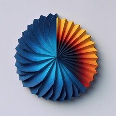 Circular origami design, split, cool-warm colors