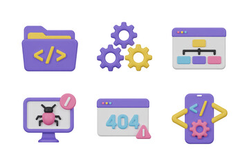 Collection of icons for web design. set of icons for web design, Software Development Icons Set