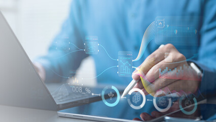 Artificial intelligence automation workflow process. Automated ai data analytics algorithm....