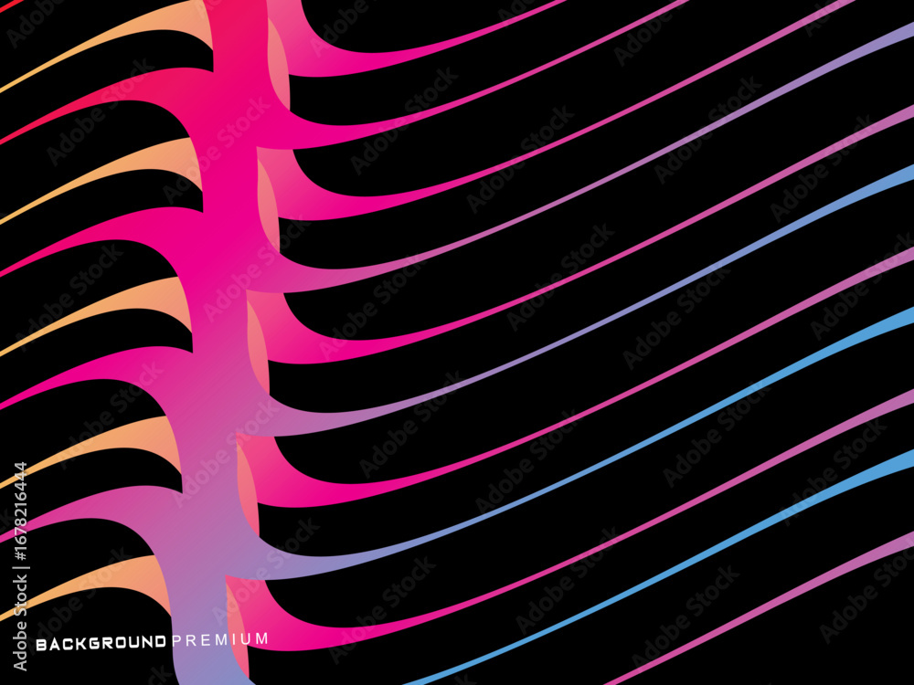 Poster dark themed abstract vector background featuring a dynamic flowing abstract wave pattern consisting 