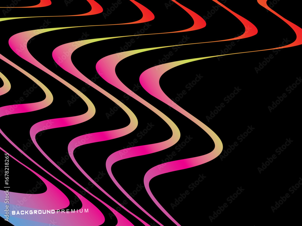 Poster dark themed abstract vector background featuring a dynamic flowing abstract wave pattern consisting 