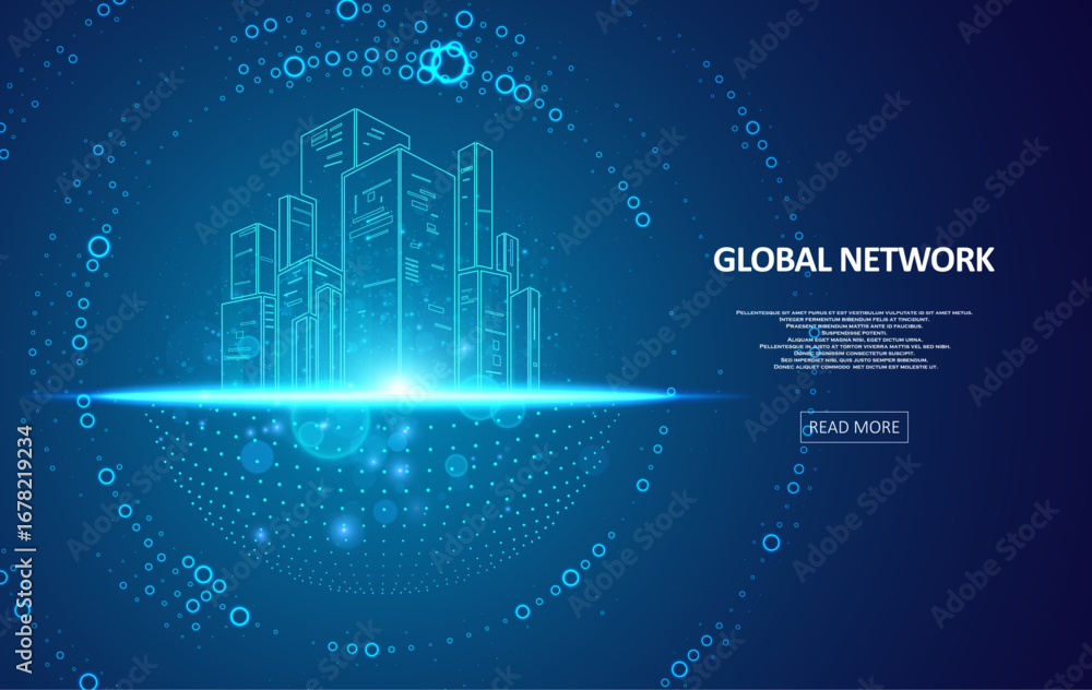 Poster abstract global technology background. futuristic data network representation. digital innovation co