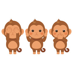 見ざる聞かざる言わざるのイラスト