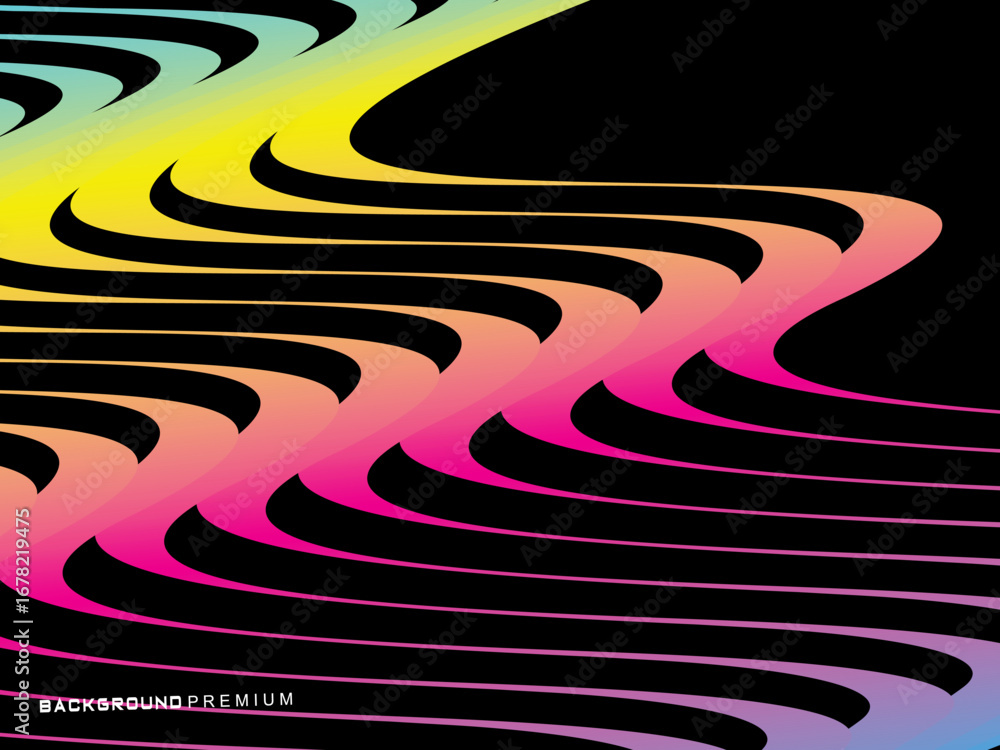 Poster dark themed abstract vector background featuring a dynamic flowing abstract wave pattern consisting 