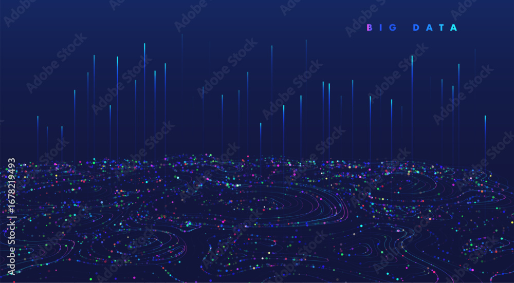 Poster abstract data transmission visualization. big data analytics representation. futuristic network. gra