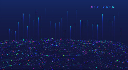 Abstract data transmission visualization. Big data analytics representation. Futuristic network. Graphic concept for your design
