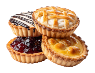 Tasty mini pastries display dessert table bakery isolated on transparent background