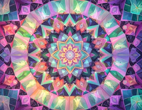 Generative fractal radial pattern with threefold asymmetric rule