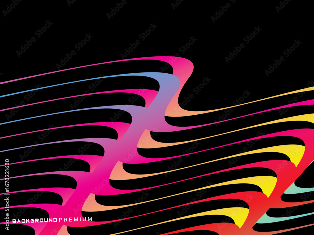 Poster dark themed abstract vector background featuring a dynamic flowing abstract wave pattern consisting 