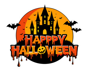 Happy Halloween 3D Typography Text Design for T-Shirts
