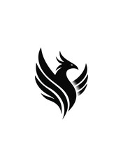 Fototapeta premium Black and white phoenix silhouette