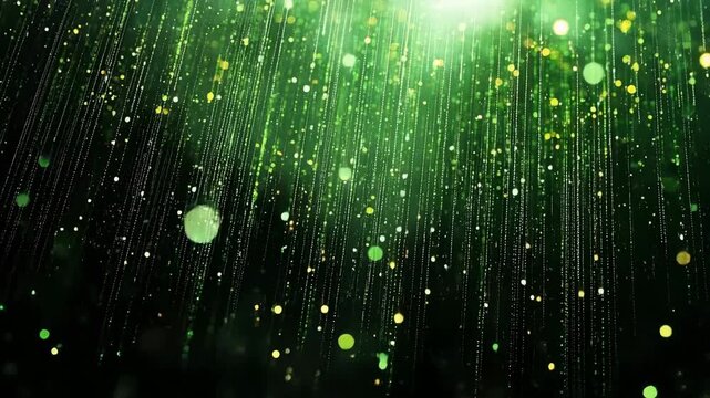 Green digital rain abstract background inspired by matrix code