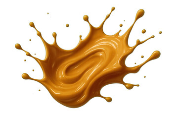 Vivid orange liquid bursting, spreading dynamic droplets against transparent clean backdrop