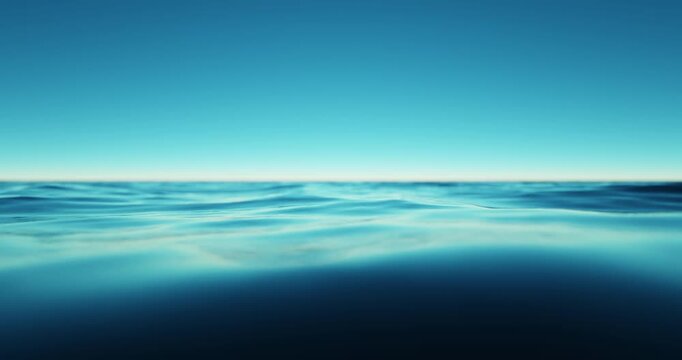 Wave sea beach and blue sky abstract background. Nature and summer concept. 3d render.	