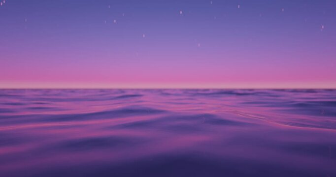 Wave sea beach and night sky with stars abstract background. Nature and summer concept. 3d render.	