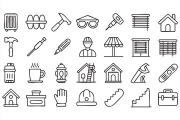 Vector building repair set with hammer helmet ladder and workshop tools