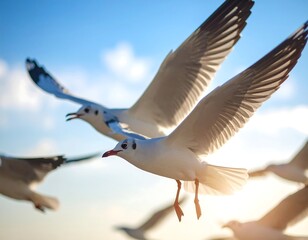Obraz premium Birds Flying, Outdoor Scene