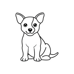 Dog line art vector, Animal dog, cute dog, babay dog