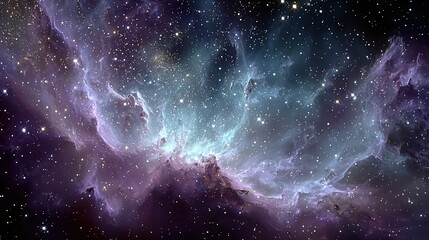 Obraz premium A cosmic nebula with vibrant colors of purple blue and white in space.