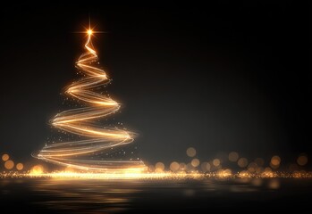 Golden Light Christmas Tree Abstract