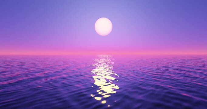 Wave sea beach and sunset sky abstract background. Nature and summer concept. 3d render.	