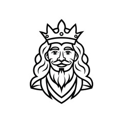 King line art drawing, King line art vector, Royal king line art