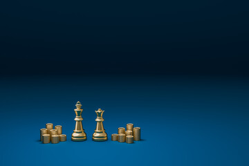 Chess represents corporate leaders and money stack represent finance.