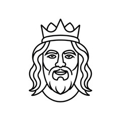 King line art drawing, King line art vector, Royal king line art