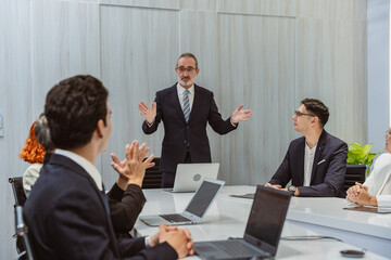 Businessman executive ceo leader discussing project management planning strategy working with...