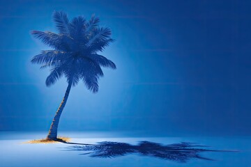 Blue Palm Tree Silhouette