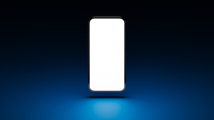 Smartphone with blank white screen, mockup 3d model.
