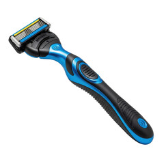 A modern blue and black manual razor with multiple sharp blades, designed for a smooth and effective shave. Ideal for personal care and hygiene.