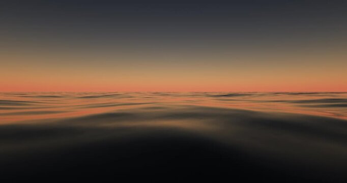 Wave sea beach and sunset sky abstract background. Nature and summer concept. 3d render.	
