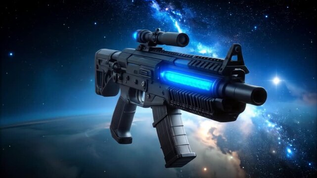 Futuristic weapon in space background