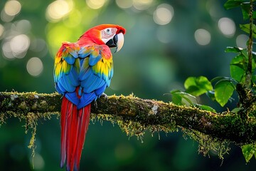 Parrot portrait with green bokeh background