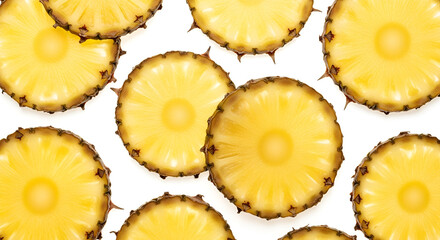 Pineapple slices isolated on white background
