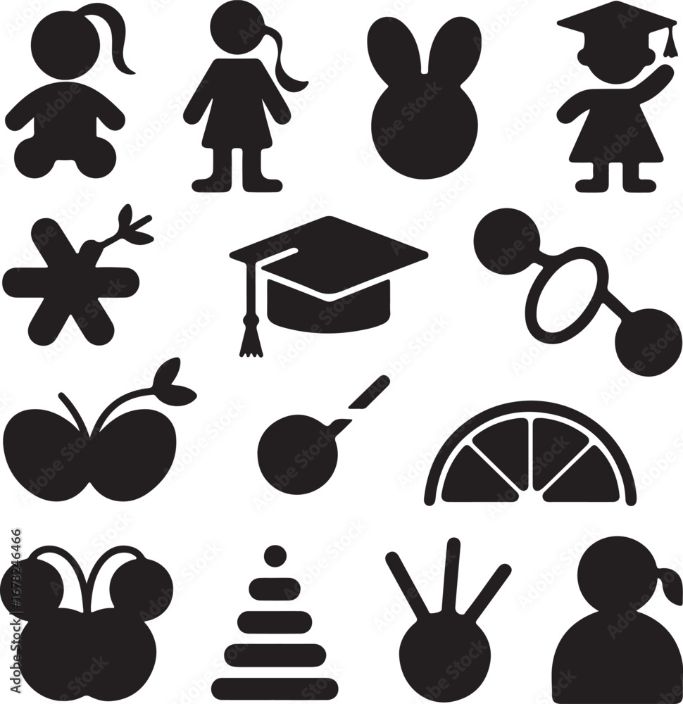 Poster flat design business icon set minimal line art icons collection modern user interface icon pack crea