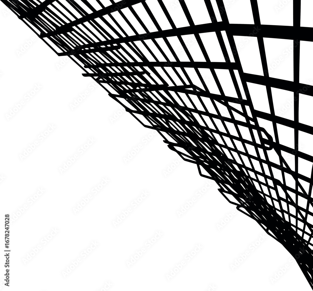 Aufkleber vector vector art of abstract black grid pattern curving on transparent background