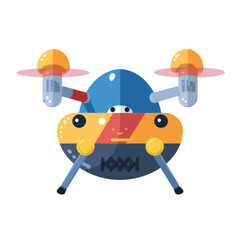 Obraz premium Cute Cartoon Drone with Friendly Face