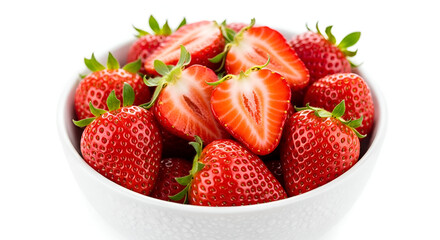 Fresh strawberries in a bowl isolated on white background
