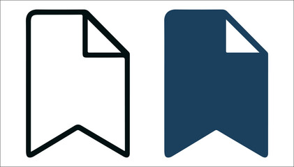 Bookmark Icons with Folded Corner – Save, Favorite & Quick Access Symbols for Smart UI/UX and Reading Apps