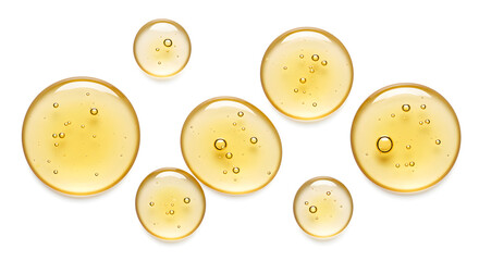 Golden oil serum bubbles with nourishing moisture for skincare and beauty products