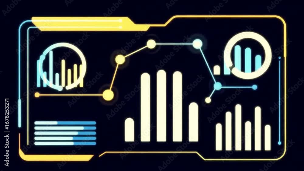 Aufkleber futuristic hud interface with data visualization and charts