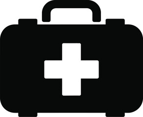 Obraz premium Black medical kit with white cross first aid health