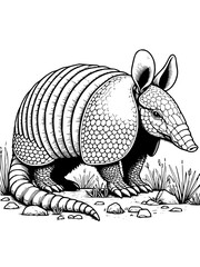 Detailed armadillo illustration ready to color, perfect for educational materials and engaging coloring books