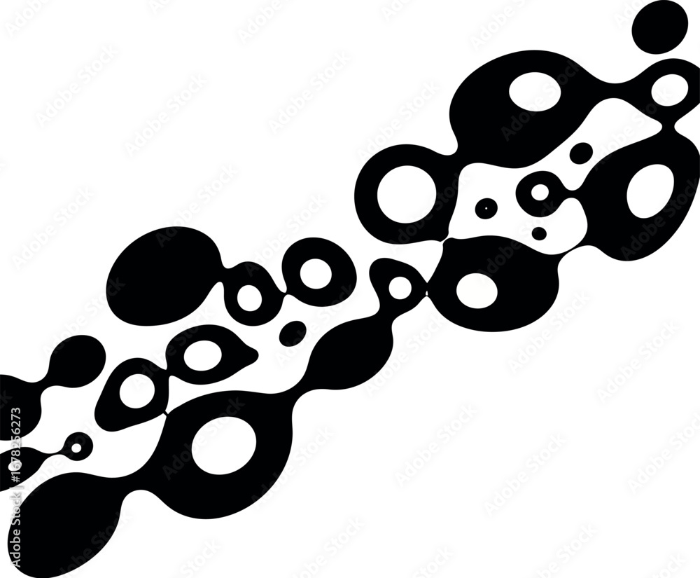 Aufkleber vector vector art of abstract black organic shapes and circles connected in a pattern transparent ba