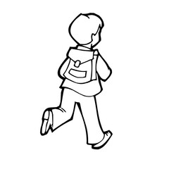 Energetic young student walking happily to school with a backpack, ready for learning and new adventures