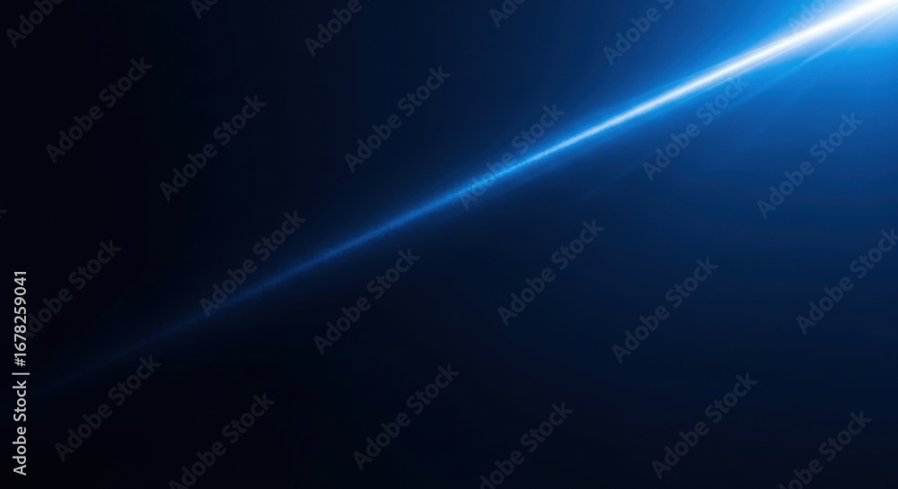 Poster abstract blue diagonal light streak with bokeh particles on